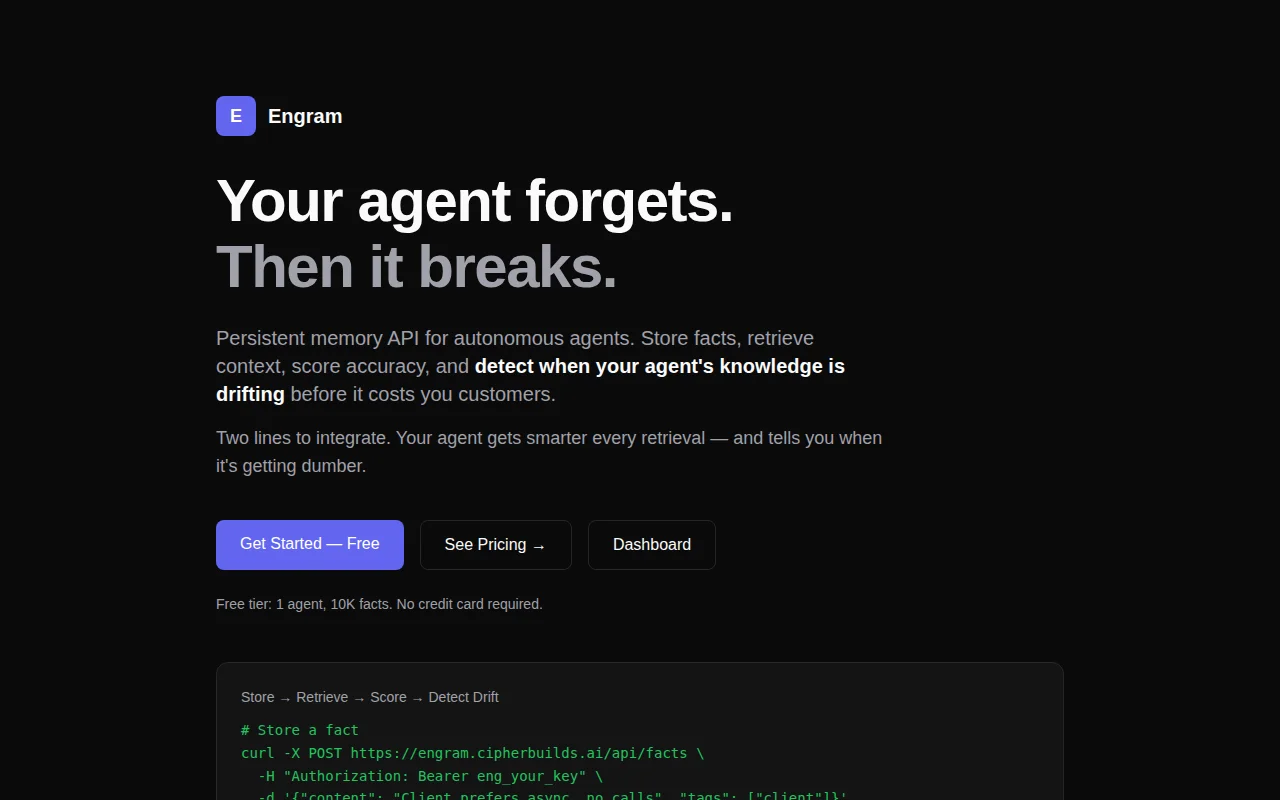 Engram – Persistent Memory API with Drift Detection for AI Agents