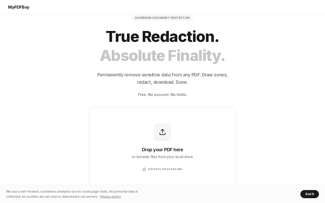 MyPDFBoy – Free PDF redaction that deletes the data