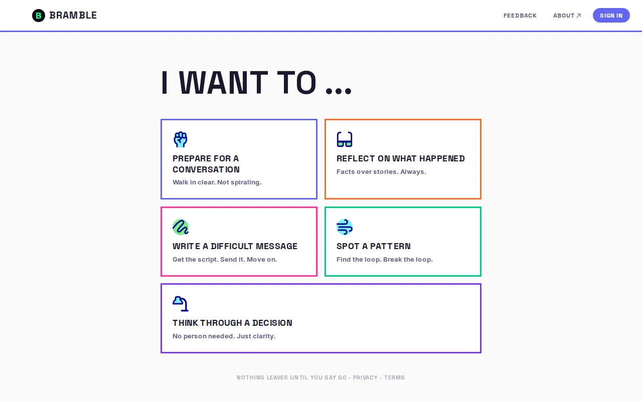 Bramble – AI coaching for hard conversations, decisions, and thinking