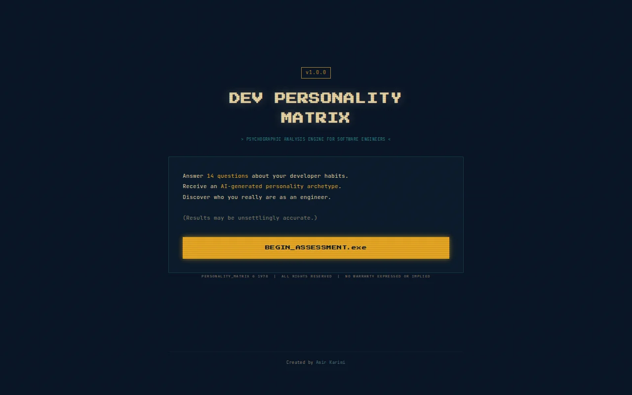 Dev Personality Test