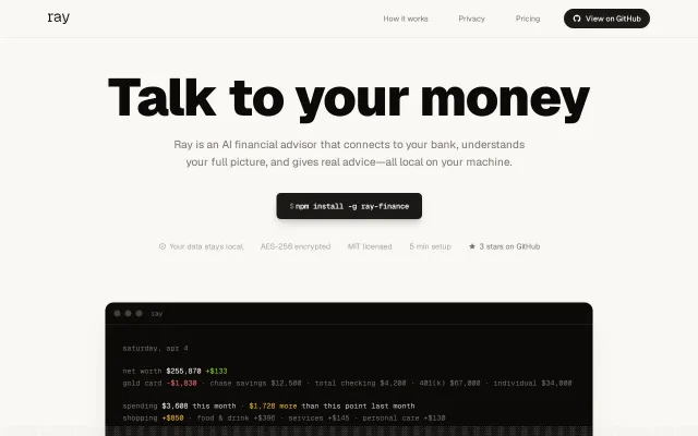 Ray – an open-source AI financial advisor that runs in your terminal