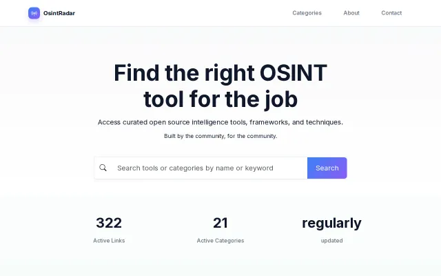 OsintRadar – Curated directory for osint tools