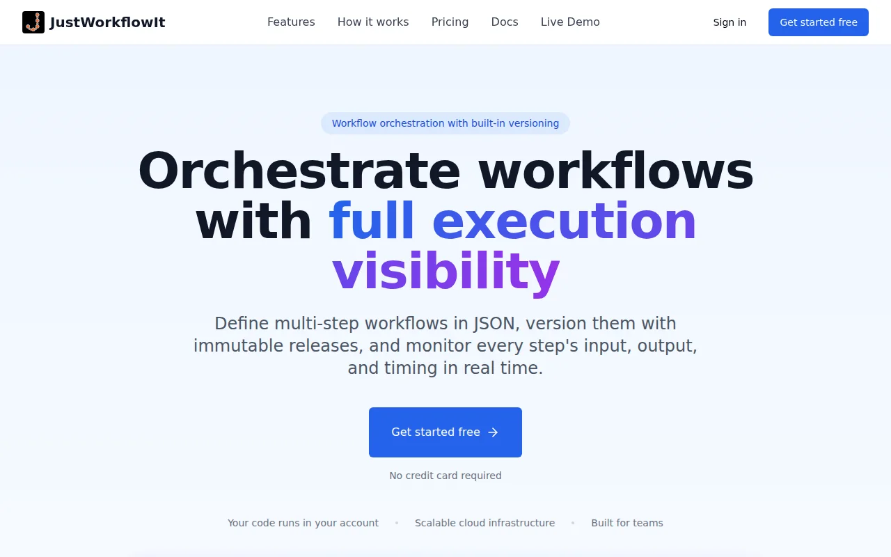 JustWorkflowIt, workflow orchestration platform plus code marketplace