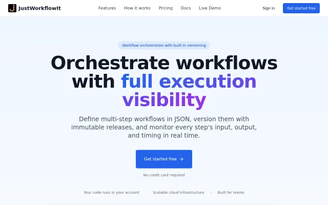 JustWorkflowIt, workflow orchestration platform plus code marketplace