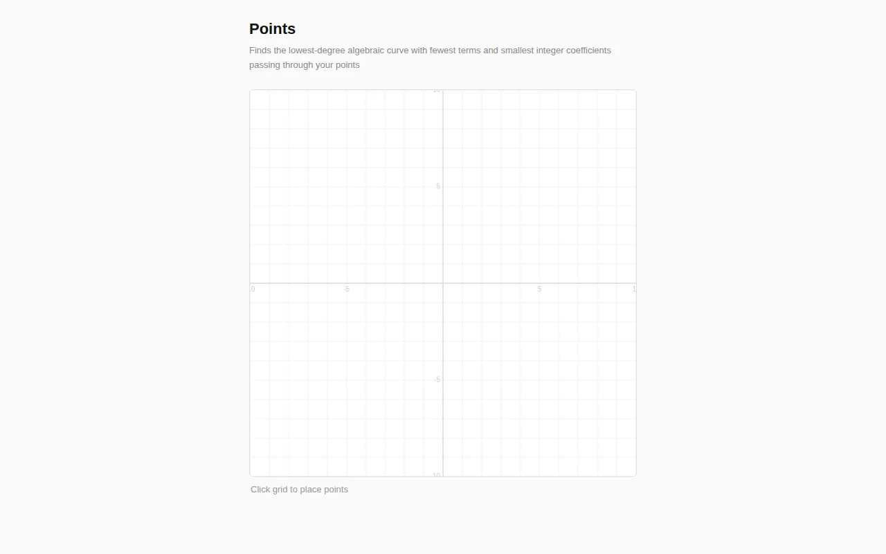 Points- find simple algebraic curves in the browser