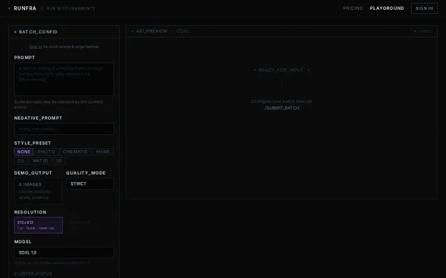 Runfra – Decentralized GPU cluster designed for bulk generation