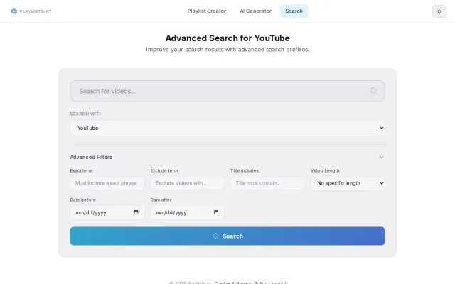 YouTube search barely works, I made a search form with advanced filters