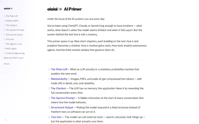 Aiaiai.guide: Plain-English mental model for LLM apps, tools and agents