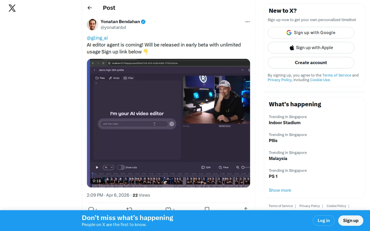 AI agent that edits videos from natural language commands