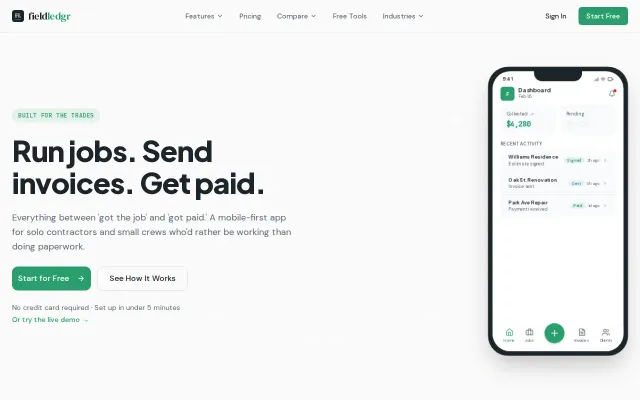 FieldLedgr – Free field service software for tradespeople