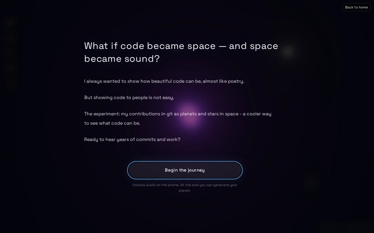 Coding Planets – turn GitHub contributions into sound and space