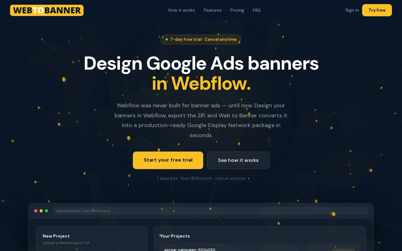 Web to Banner – Design Google Ads HTML5 Banners in Webflow