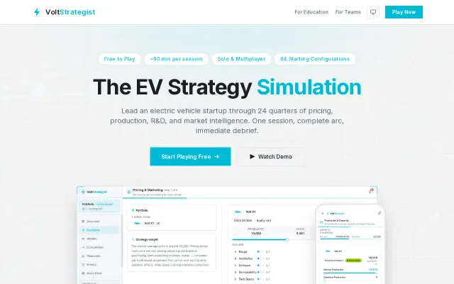 I built a business strategy simulation game with two different UI modes