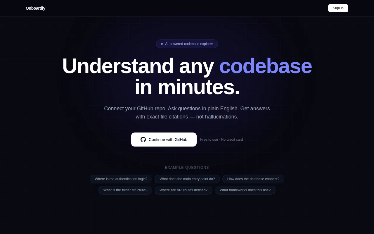 Onboardly – Ask questions about any GitHub codebase in plain English