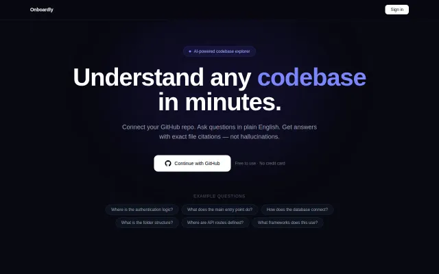 Onboardly – Ask questions about any GitHub codebase in plain English