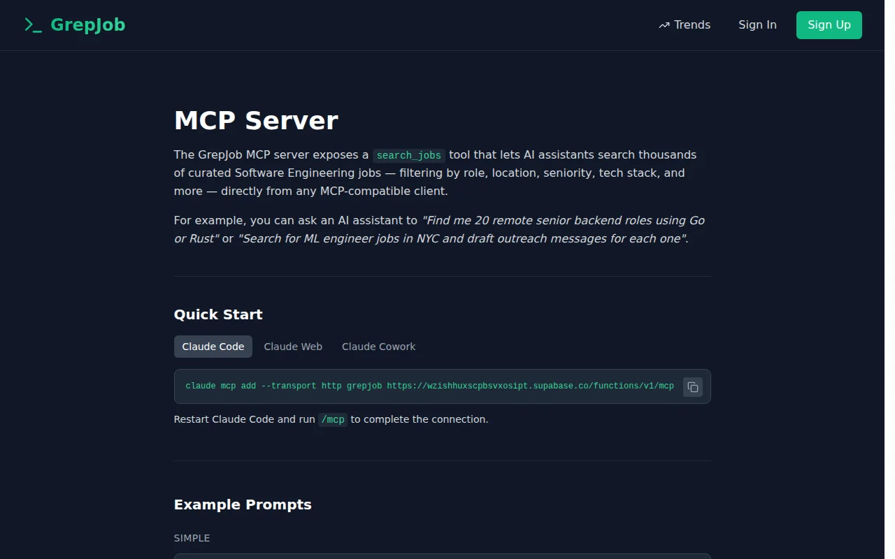 I built an MCP for finding SWE jobs