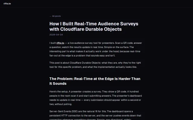 Real-time surveys via QR code, built with Cloudflare Durable Objects