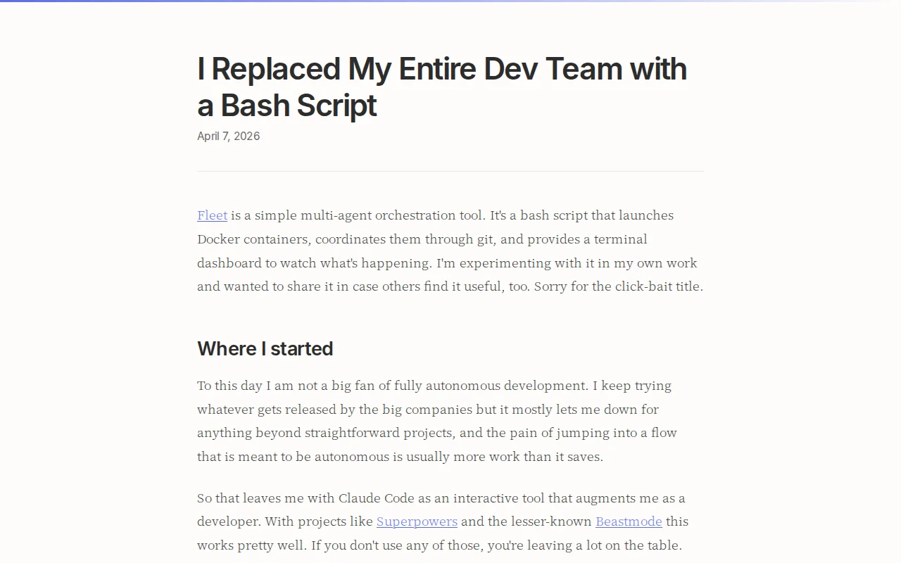 Fleet – I built a multi-agent dev team that runs as a bash script
