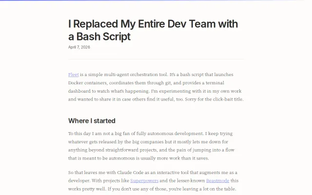 Fleet – I built a multi-agent dev team that runs as a bash script