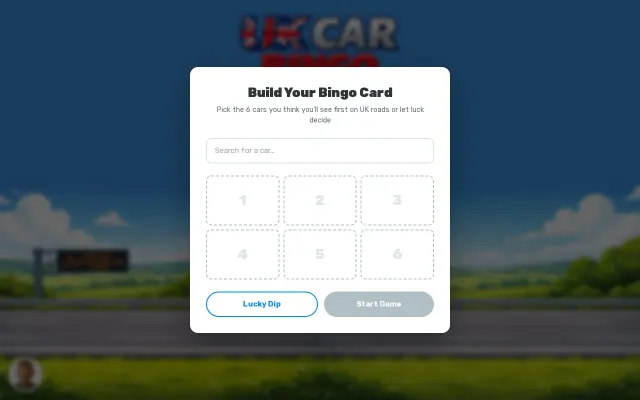 UK Car Bingo