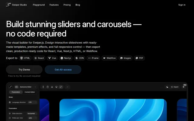 Swiper Studio v2 – Visual slider builder with AI agent support (MCP)