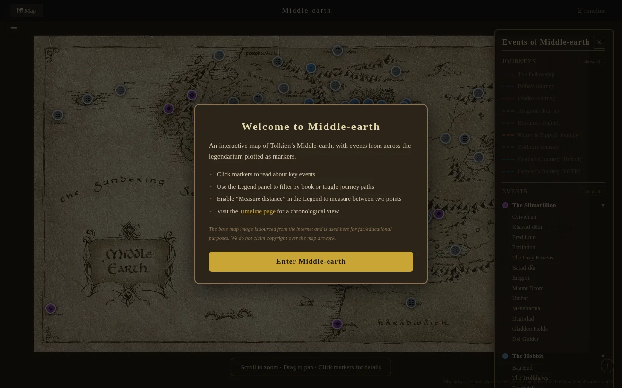 An interactive map of Tolkien's Middle-earth