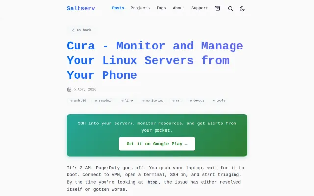 Android SSH client with full Terminal, server monitoring and runbooks