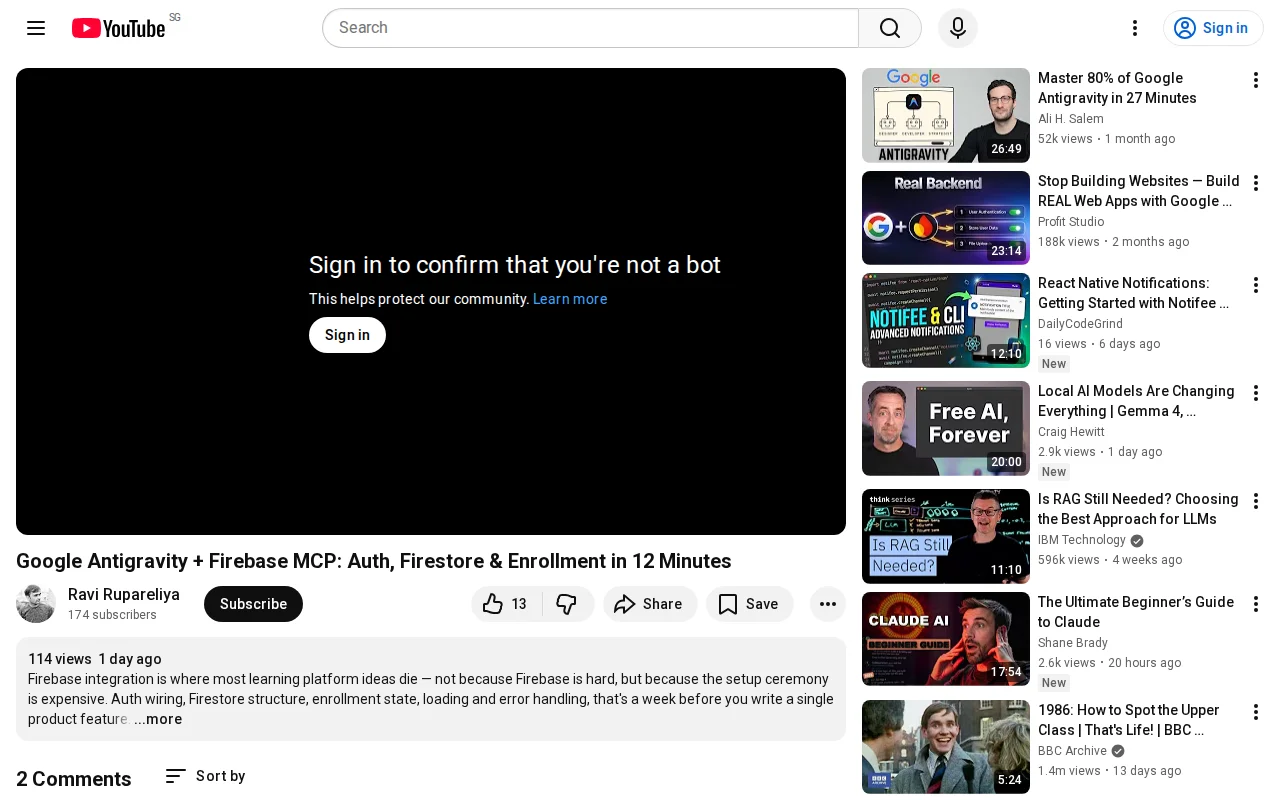 Google Antigravity and Firebase MCP: In 12 Minutes [video]