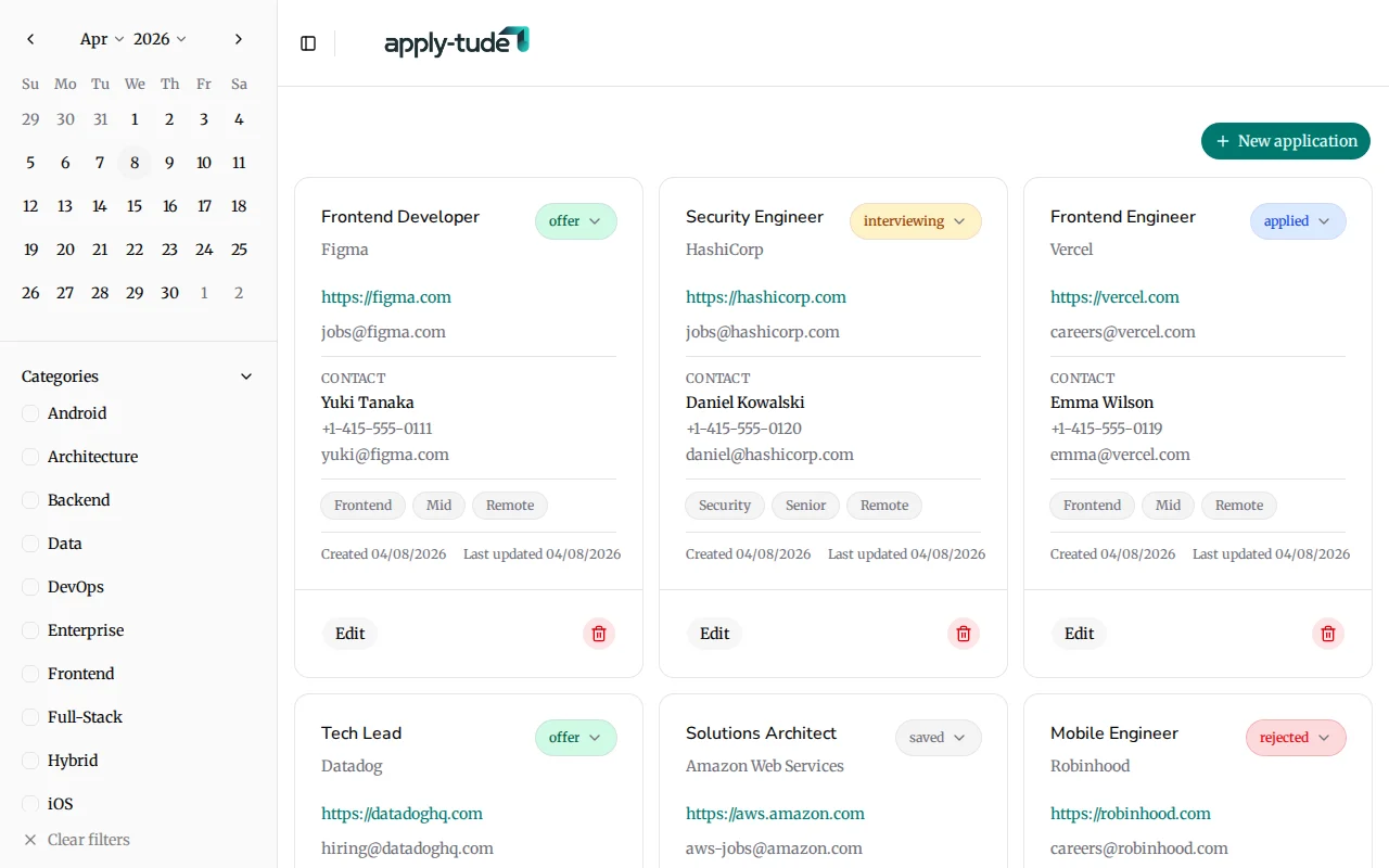 Application management app (for job applications)