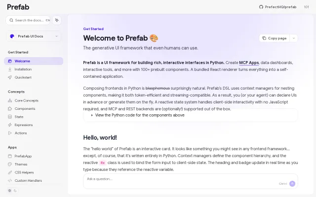 Prefab – A generative UI framework for Python