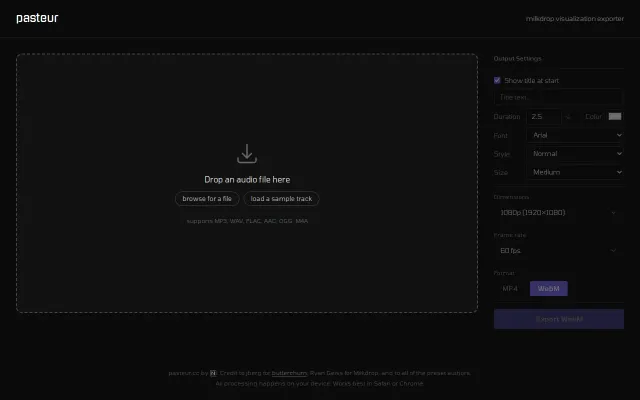 Pasteur, a Milkdrop Visualization Exporter