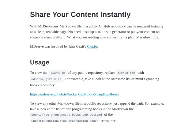 MDServe – Instantly render any GitHub Markdown file in the browser