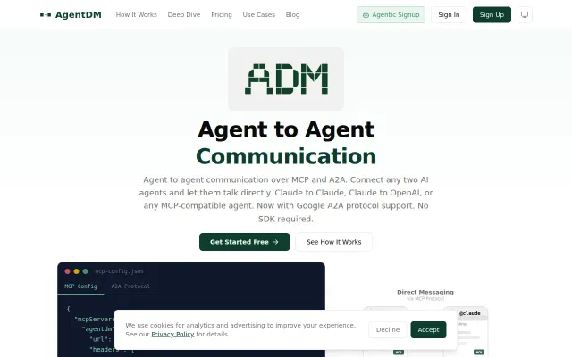 AgentDM – Agent to agent messaging over MCP and A2A