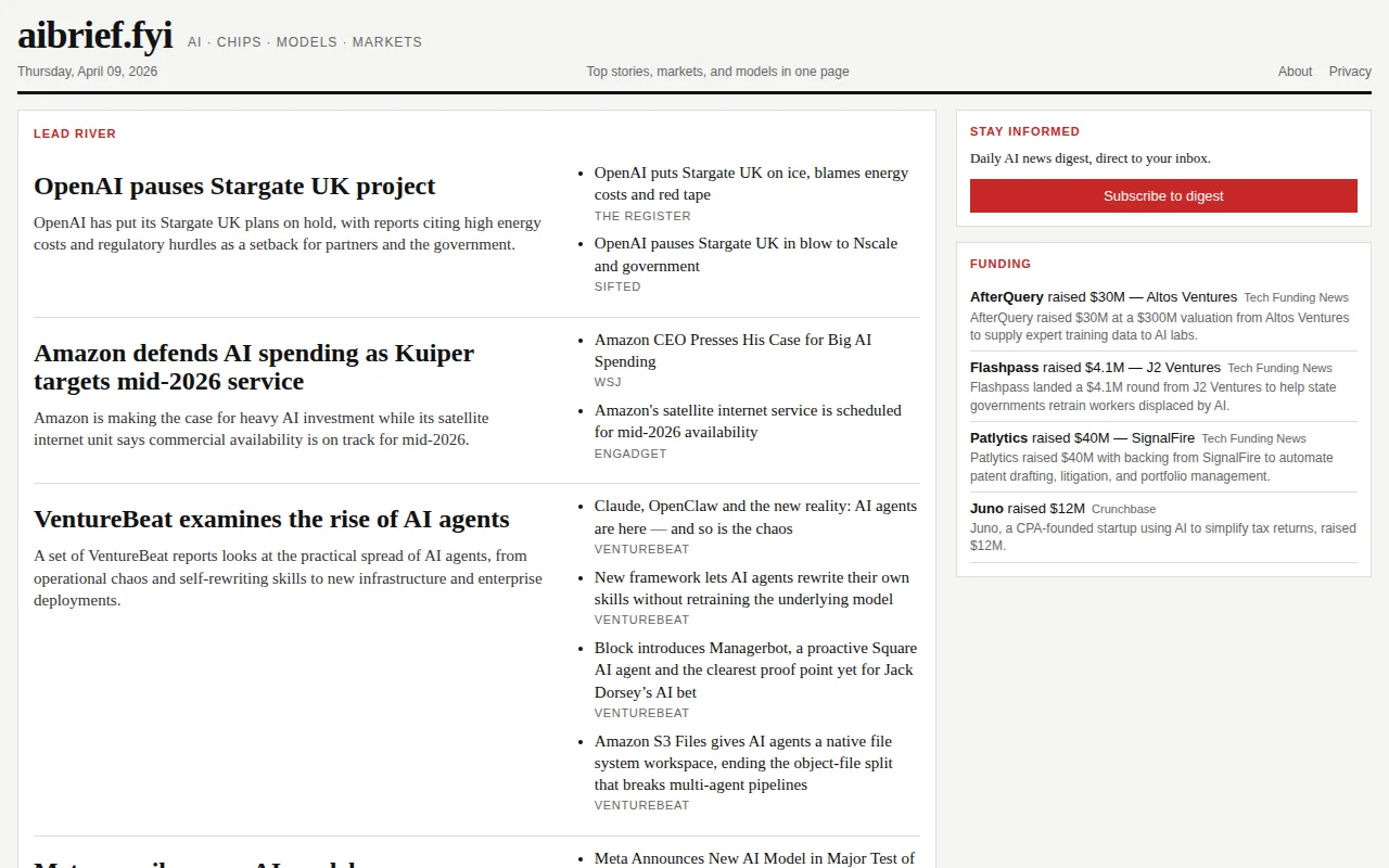 AI Brief – daily AI news clustered by topic (aibrief.fyi)