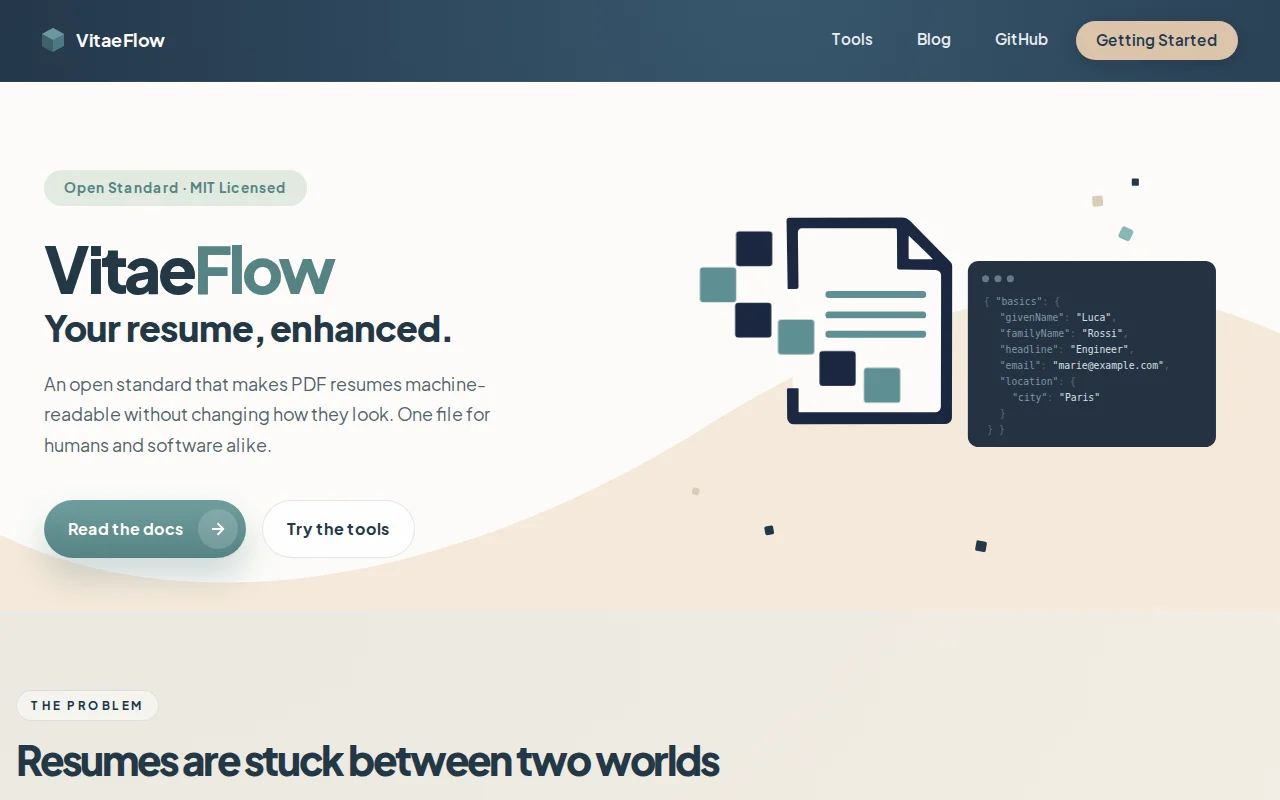 VitaeFlow – An open standard for machine-readable resumes in PDF