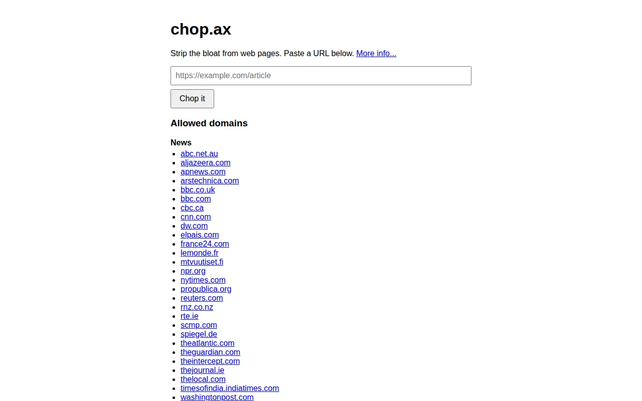 chop.ax – strip sites down to just their content