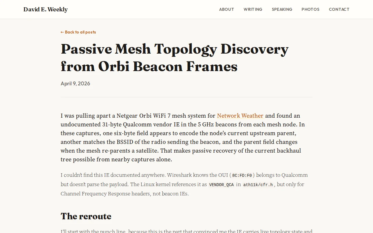 Undocumented Qualcomm mesh topology 802.11 frames