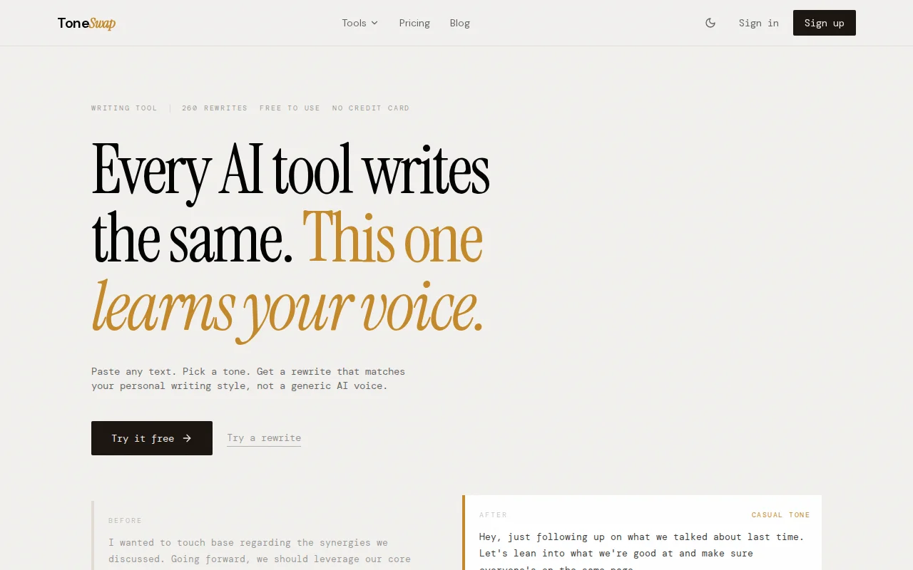 Every AI writing tool sounds the same, this one sounds like you