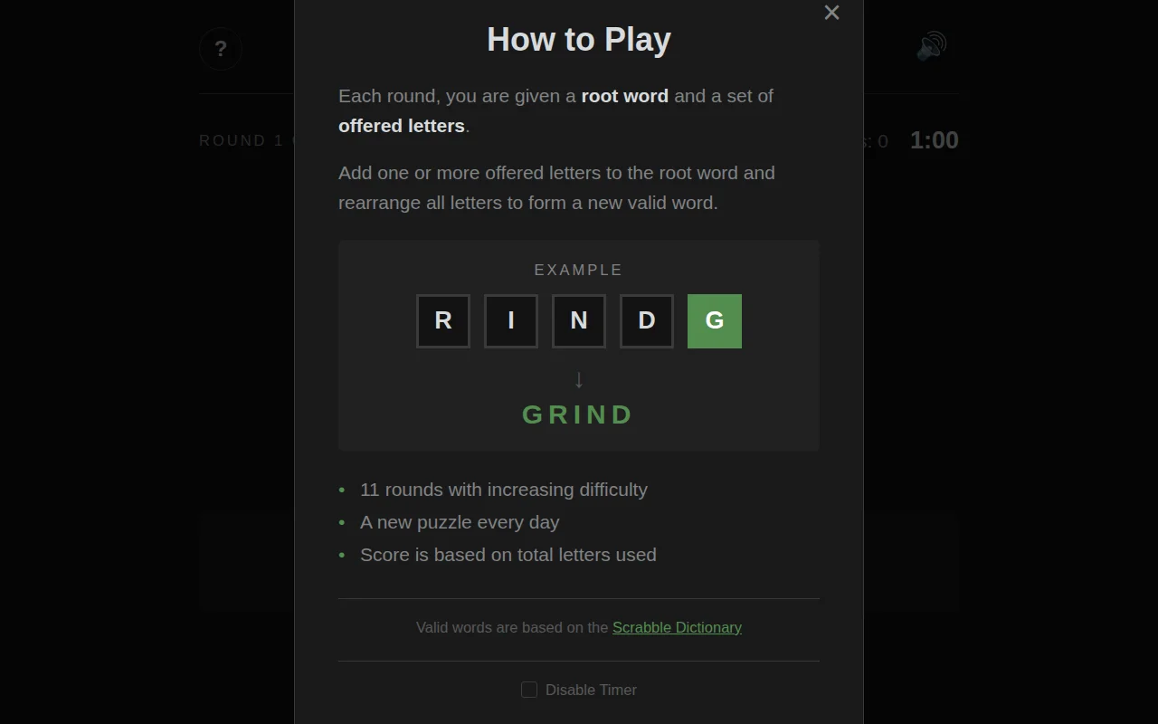Reword, a Daily Anagram Game