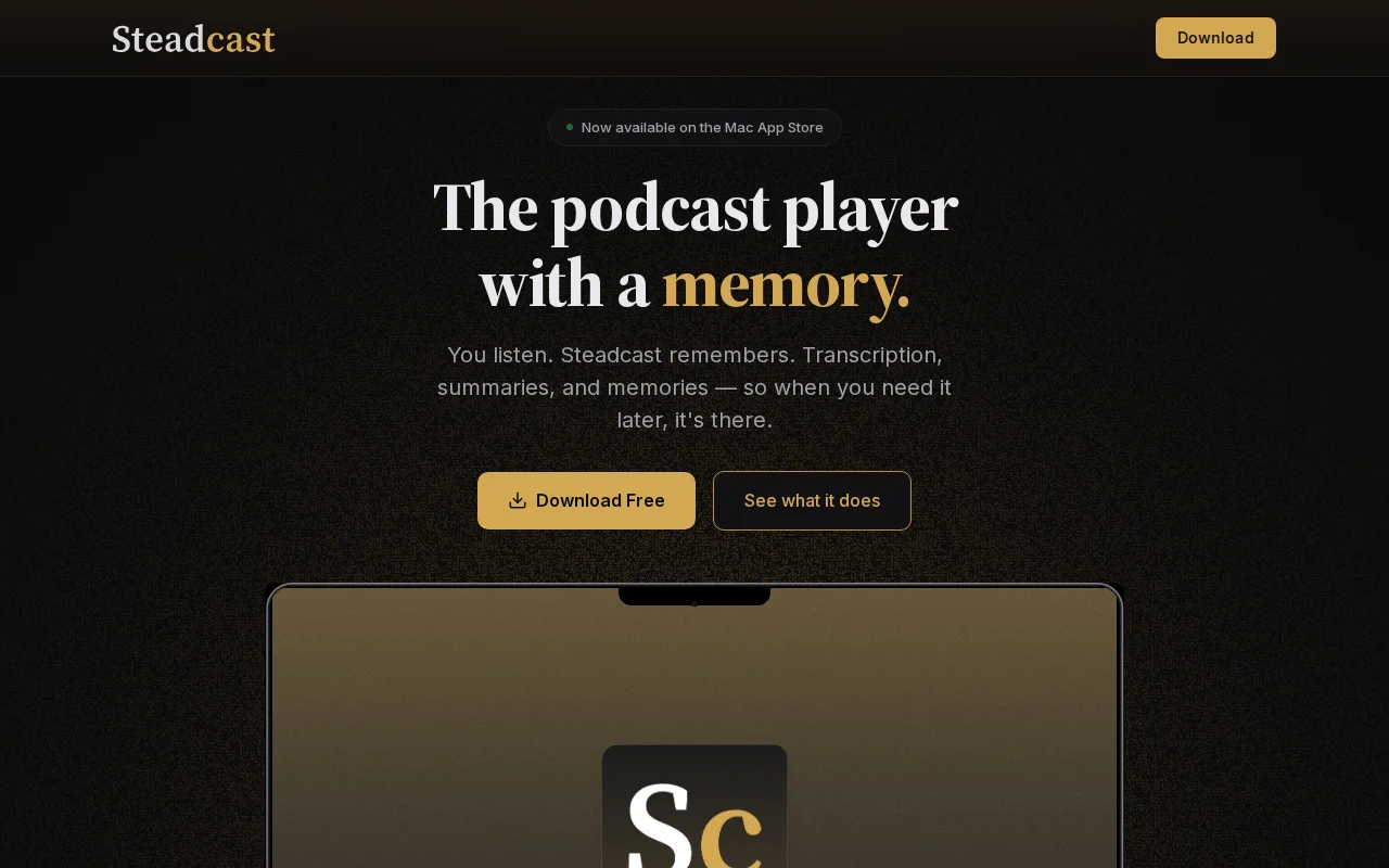 Steadcast – Free Mac podcast player for learning, not background noise