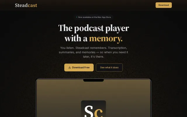 Steadcast – Free Mac podcast player for learning, not background noise