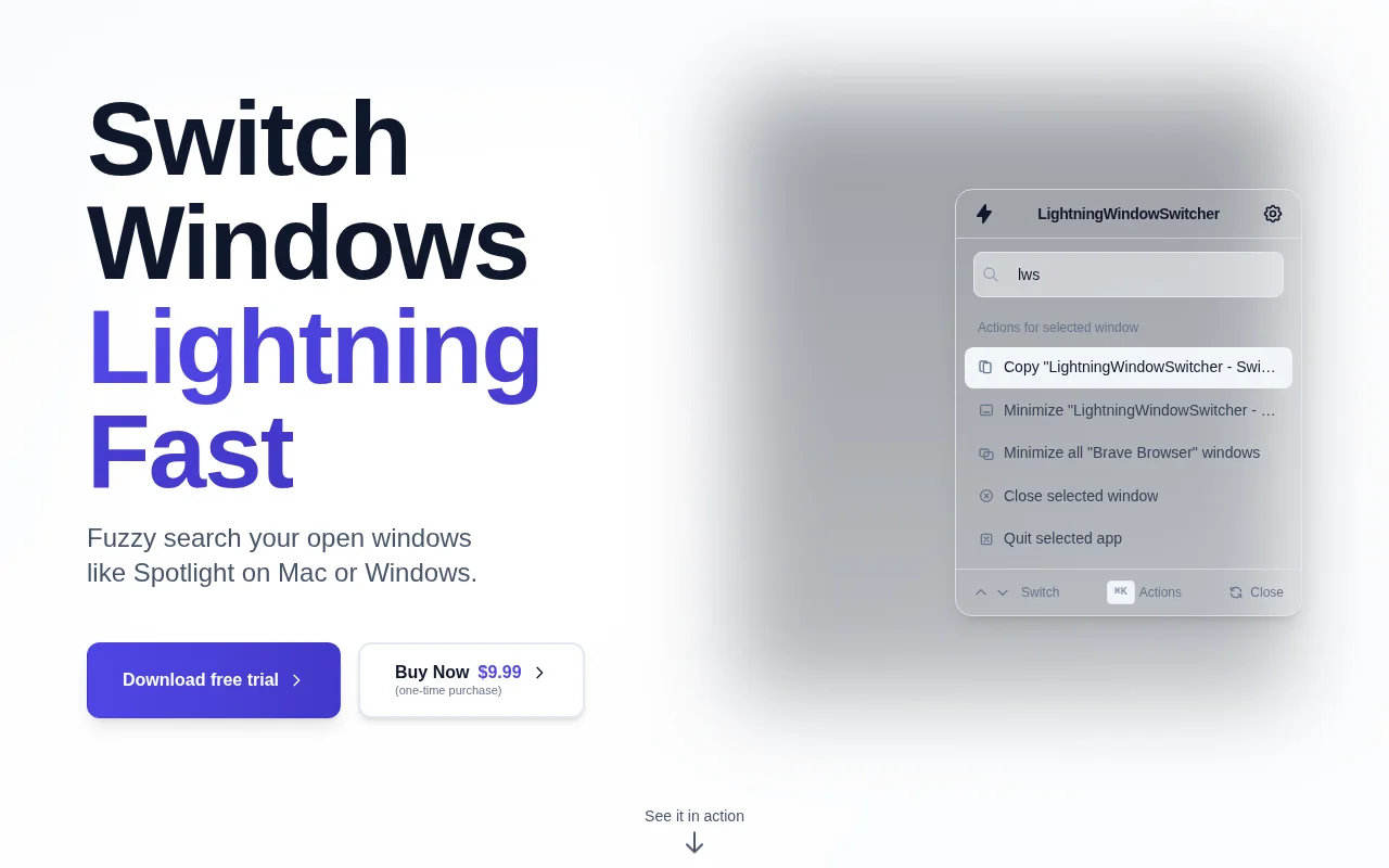 LightningWindowSwitcher – search for open windows on macOS/Win