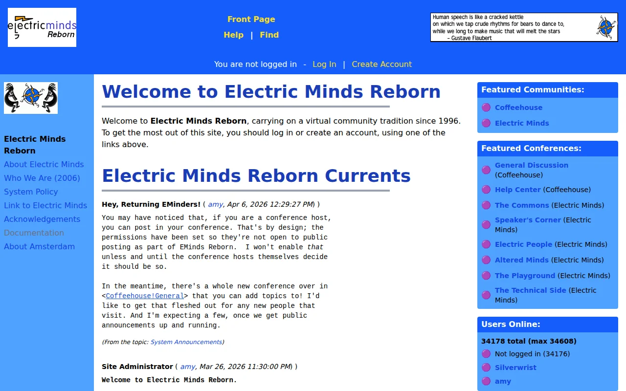 Electric Minds Reborn: pioneering virtual community, on a new platform