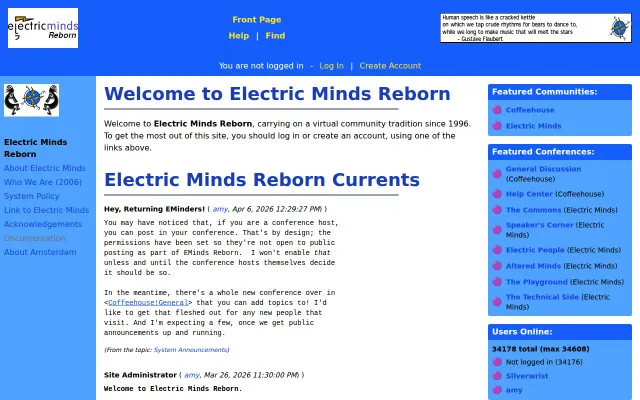 Electric Minds Reborn: pioneering virtual community, on a new platform