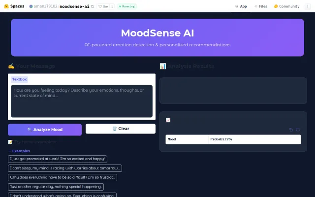 MoodSense AI – mood detection and recommendations from text
