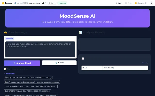 MoodSense AI (ML and FastAPI and Gradio, Deployed on Hugging Face)