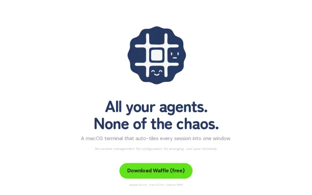 Waffle – Native macOS terminal that auto-tiles sessions into a grid