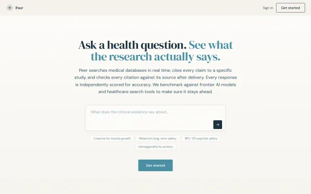 Peer – health research chat, 6 medical databases, verified citations