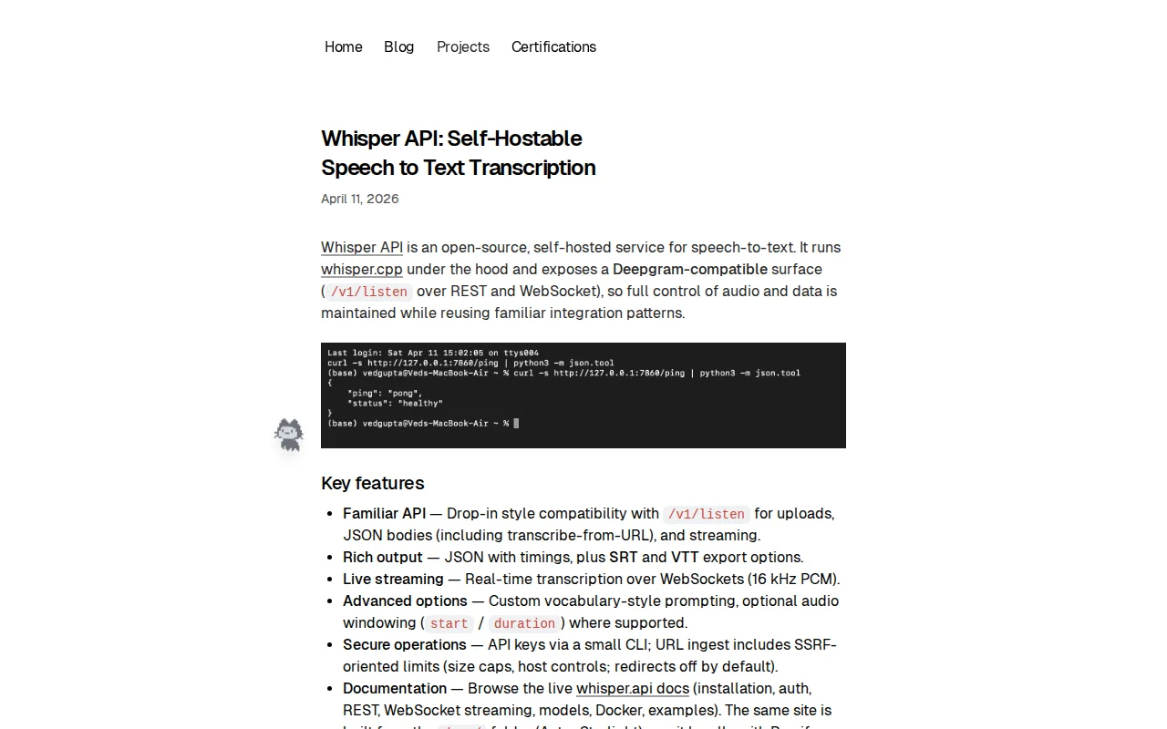 Self-hostable STT service with a Deepgram-compatible listen API