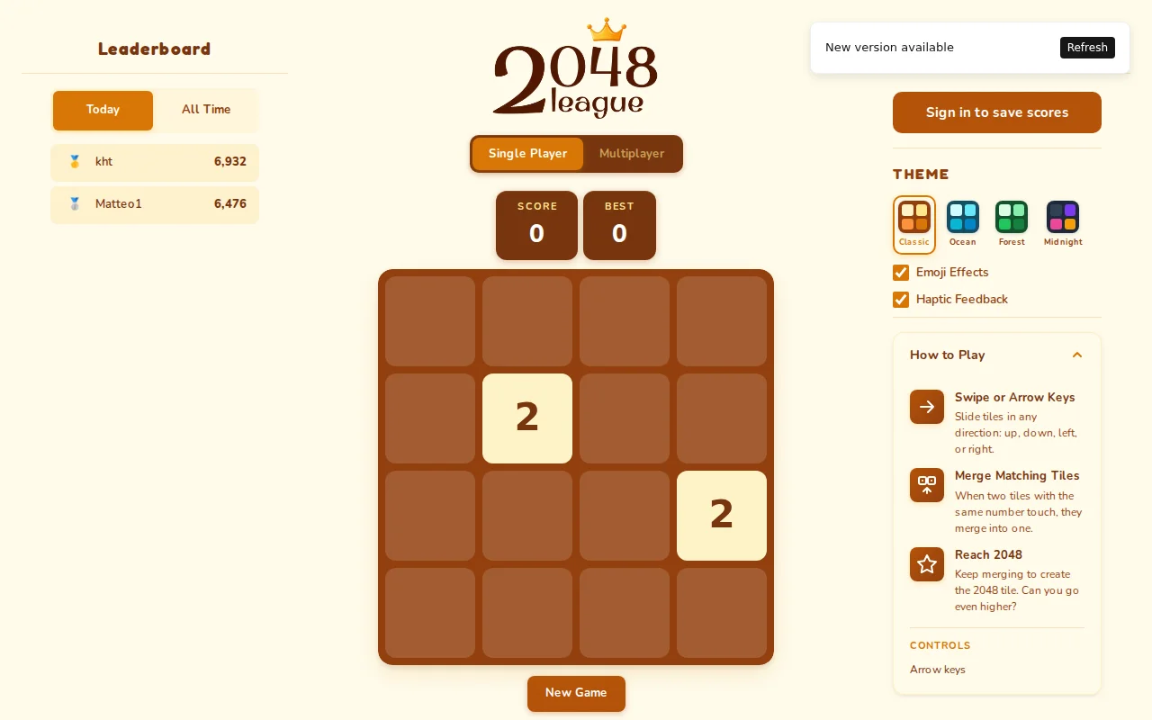 2048 with a Leaderboard